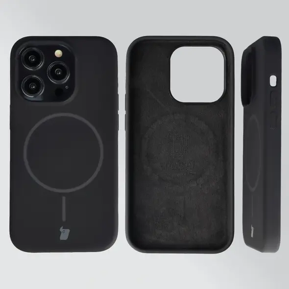 Silikonowe etui z pierścieniem magnetycznym Bizon Soft Case Magnetic do Apple iPhone 14 Pro czarne