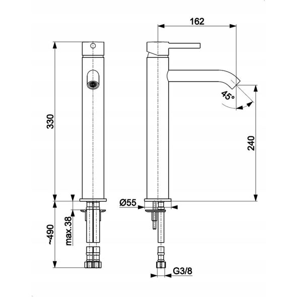 KFA bateria umywalkowa nablatowa Moza, miedź szczotkowana PVD 5032-612-34