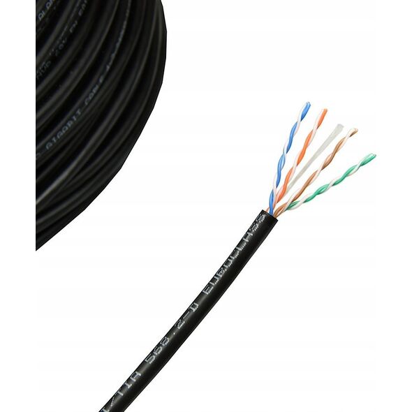 Kabel teleinformatyczny U/UTP kat.5e PE zewnętrzny suchy czarny Fca DK-1511-V-5-OD /500m/