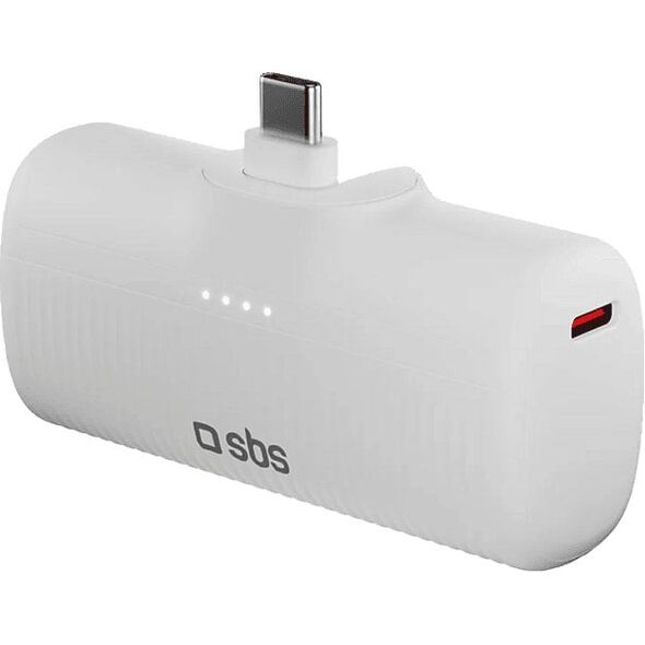 Powerbank SBS EcoPower 5000 mAh 10W z wbudowanym portem USB-C - biały