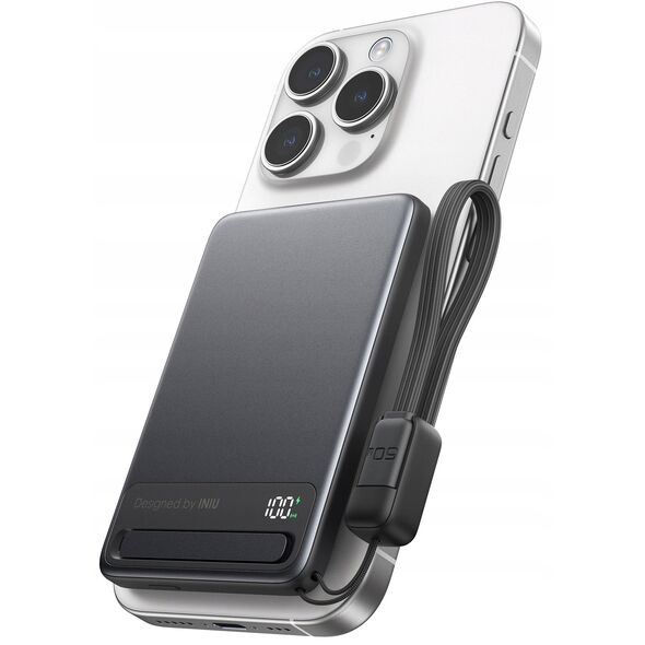 INIU Powerbank MagPro Slim - magnetyczny powerbank bezprzewodowy 5000mAh czarny - Gwarancja bezpieczeństwa. Proste raty. Bezpłatna wysyłka od 170 zł.