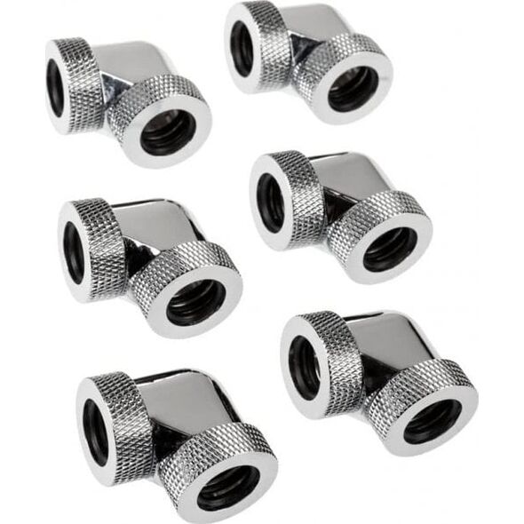 Raijintek Raijintek Pelias D140906, 14mm, 90 Μοίρες Προσαρμογέας - Σετ 6 τεμαχίων, ασημί