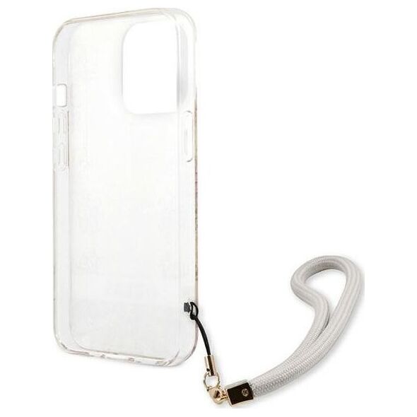Guess Guess Flower Cord - Etui ze smyczką iPhone 13 Pro (Gold)