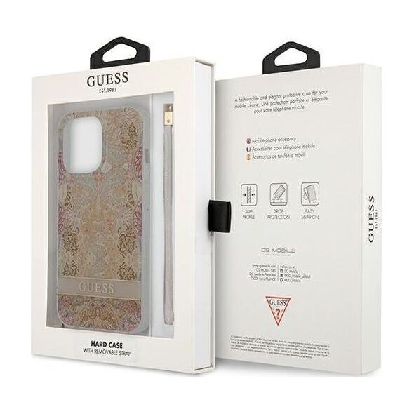 Guess Guess Flower Cord - Etui ze smyczką iPhone 13 Pro (Gold)