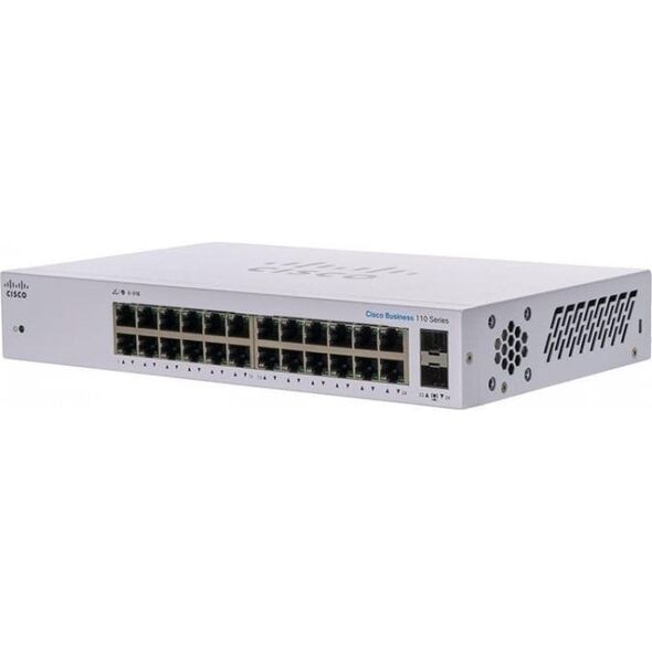 Cisco Cisco switch CBS110-24T, 24xGbE RJ45, 2xSFP (combo with 2 GbE), fanless - REFRESH
