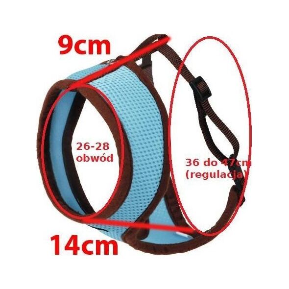 Kerbl Szelki z lamówką + smycz 120cm dla kota Czerwone