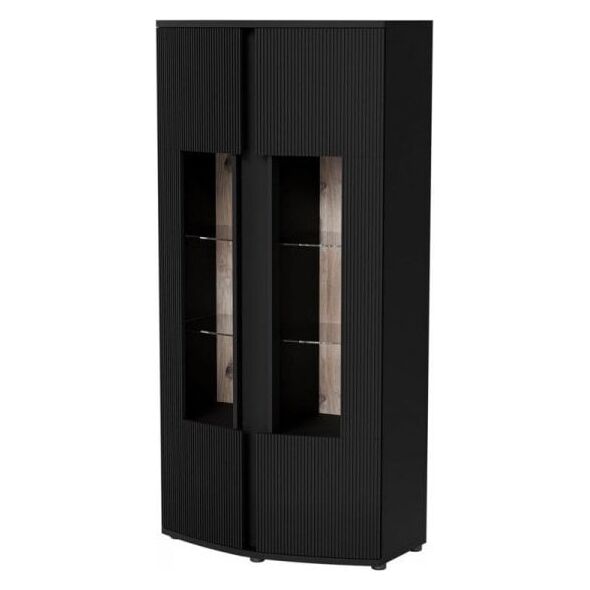 Cama Meble Witryna 2D MICHELLE 86x35-47xH180 czarny/dąb viking