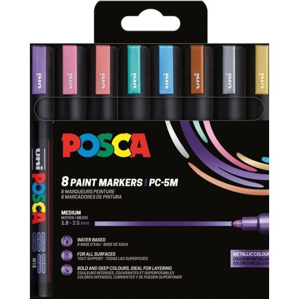 POSCA PC-5M 8τμχ Μεταλλικά Χρώματα
