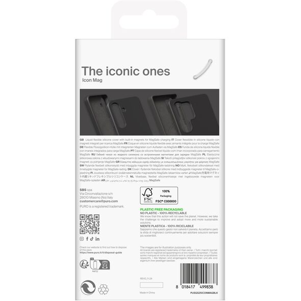 PURO PUSGS25ICONMAGBLK, Cover, Samsung, Samsung Galaxy S25, 15.8 cm (6.2"), Black