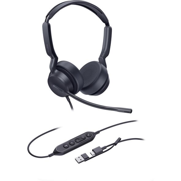 Yealink UH42 Dual UC USB-C/A Zestaw słuchawkowy Przewodowa Opaska na głowę Połączenia/muzyka USB Type-C / USB Type-A Czarny