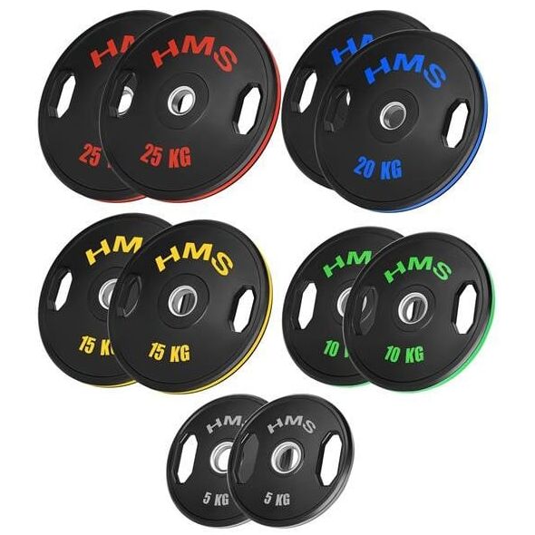 Σετ Ολυμπιακών Δίσκων Επικαλυμμένων 2 x 5 - 25 KG (150 KG) HMS