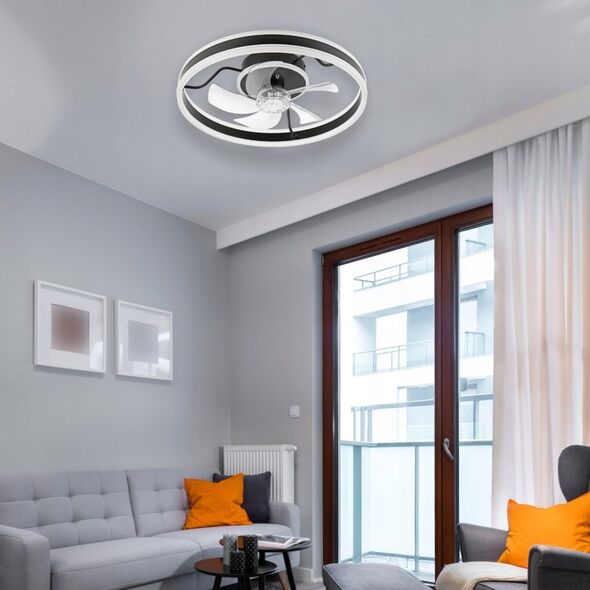 Lamkur Apollo 49915 ανεμιστήρας οροφής φωτιστικό 1x38W LED 3000K 4000 lm μαύρο