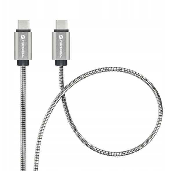 Καλώδιο USB C σε USB C FORCELL F-Energy QC4.0 PD 5A 100W E-Mark Metal 2 m C239 ασημί