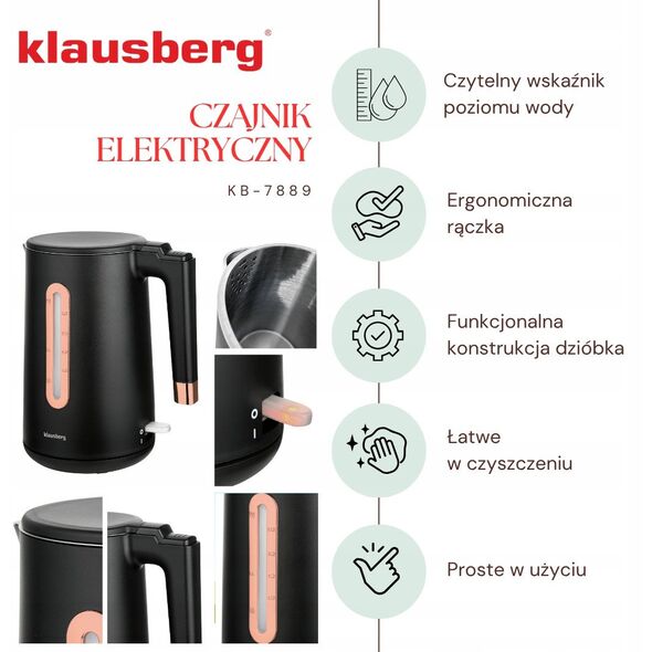 CZAJNIK ELEKTRYCZNY 1,7L KLAUSBERG KB-7889 ROSE GOLD