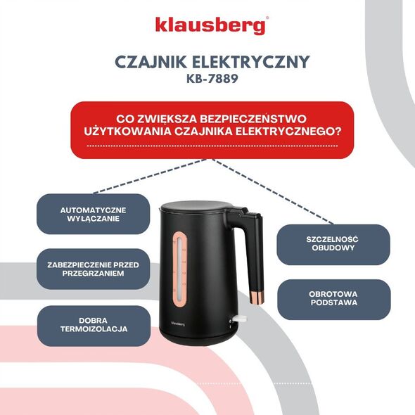 CZAJNIK ELEKTRYCZNY 1,7L KLAUSBERG KB-7889 ROSE GOLD
