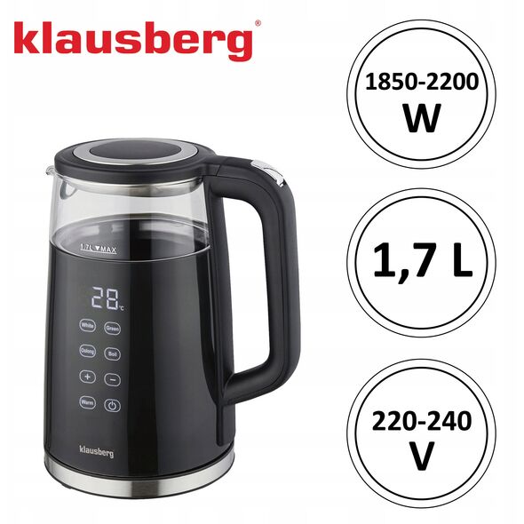 CZAJNIK ELEKTRYCZNY 1,7L KLAUSBERG KB-7894 LED REGULACJA TEMPERATURY