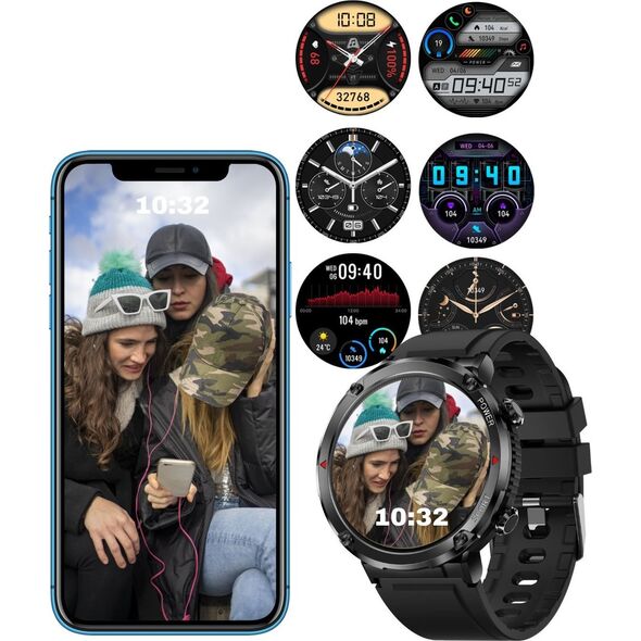 Smartwatch Gravity Zegarek męski SMARTWATCH GT21-4 BK/RD/BK