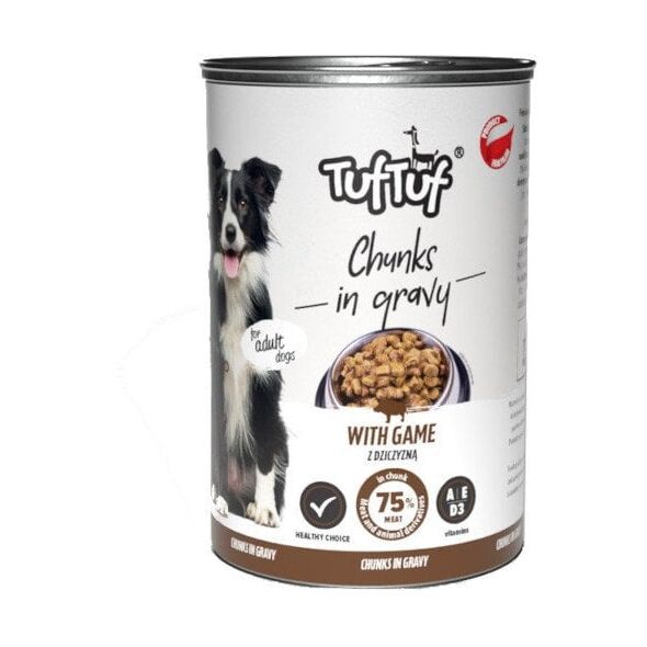Tuf Tuf Puszka kawałki mięsne z dziczyzną dla psa 1250g