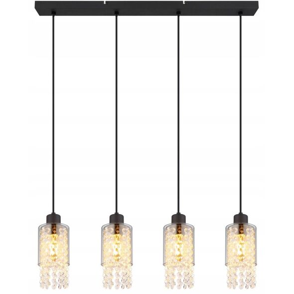 Hanging lamp GLOBO BACKEY, 4 x E27 15W, clear glass crystals, 70x10x120cm