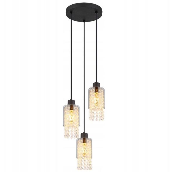 Hanging lamp GLOBO BACKEY, 3 x E27 15W, clear glass crystals, o25x120cm