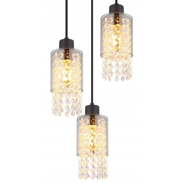 Hanging lamp GLOBO BACKEY, 3 x E27 15W, clear glass crystals, o25x120cm