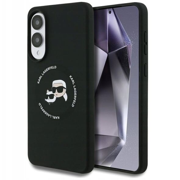 Etui Karl Lagerfeld Silicone Double Heads And Circle MagSafe do Samsung Galaxy S25 Edge czarny