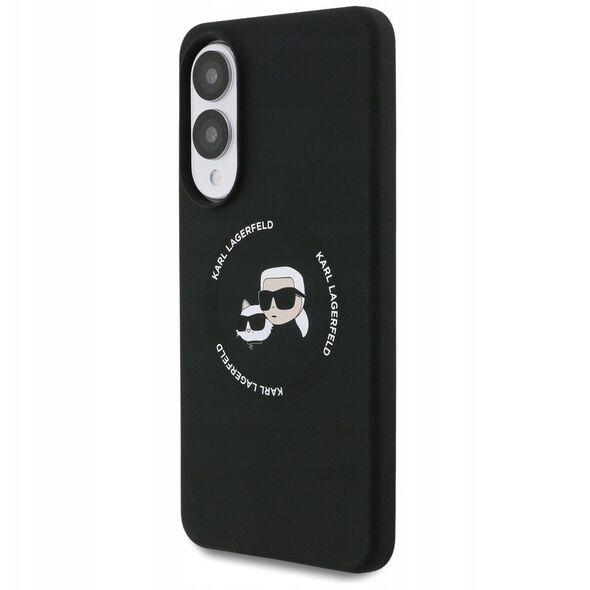 Etui Karl Lagerfeld Silicone Double Heads And Circle MagSafe do Samsung Galaxy S25 Edge czarny
