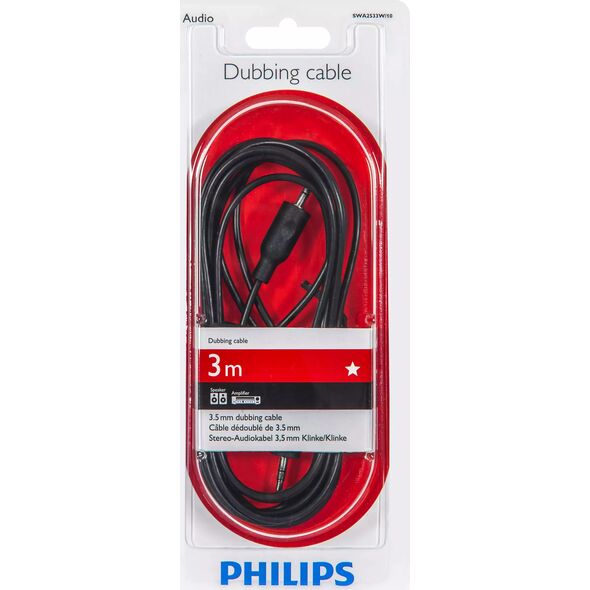 Kabel Philips Jack 3.5mm - Jack 3.5mm 3m czarny (SWA2533W/10)