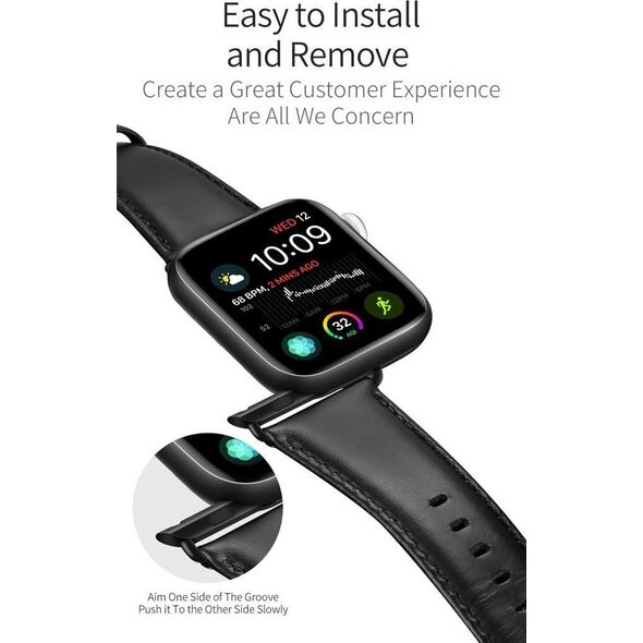 Apple Apple Watch Pasek skórzany do zegarka Dux Ducis Leather Band Apple Watch 38mm/40mm czarny