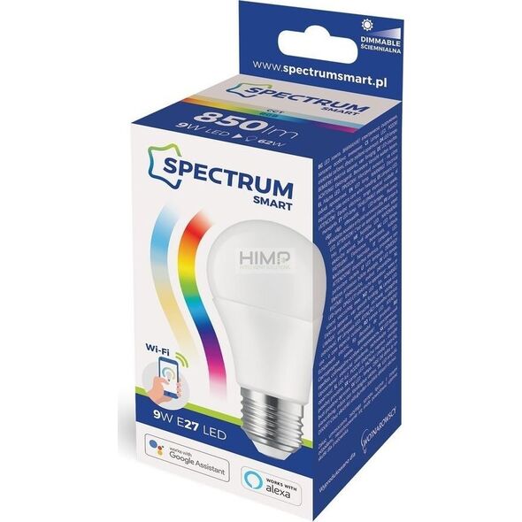 Spectrum Żarówka LED GLS 9W E-27 230V RGBW+CCT+DIM Wi-Fi Spectrum SMART himp