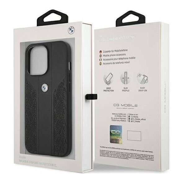 BMW Etui BMW BMHCP13XRSPPK Apple iPhone 13 Pro Max czarny/black hardcase Leather Curve Perforate