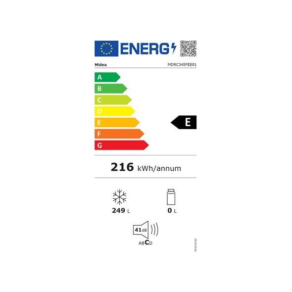 Midea Freezer | MDRC345FEE01 | Energy efficiency class E | Chest | Free standing | Height 85 cm | Total net capacity 249 L | White