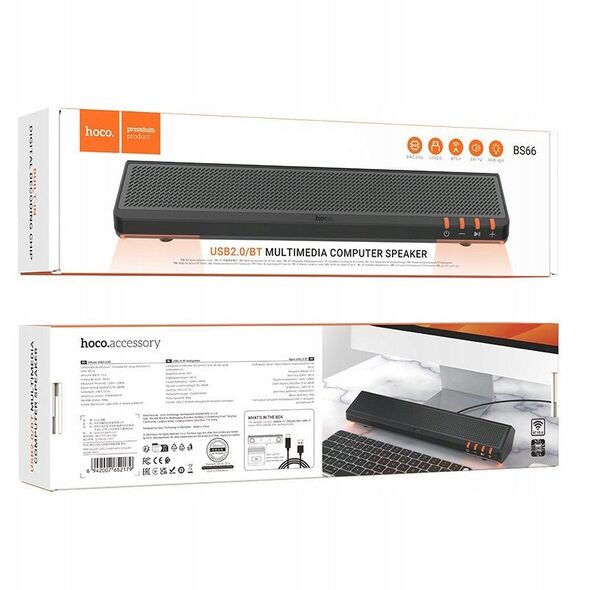 Ηχείο bluetooth 2 x 3W HOCO 2w1 BS66 μαύρο
