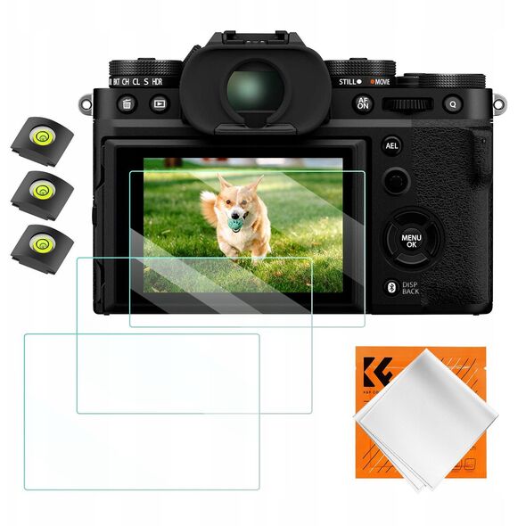 3x Zestaw Osłona Szkło 9h Na Ekran I 3x Osłona Na Zimną Stopkę Fujifilm X-t5 / K&f Concept / Sku.2196