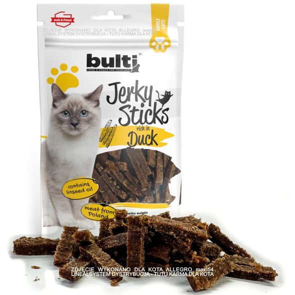 BULTI Jerky Sticks bogate w kaczkę przysmak dla kota 60g