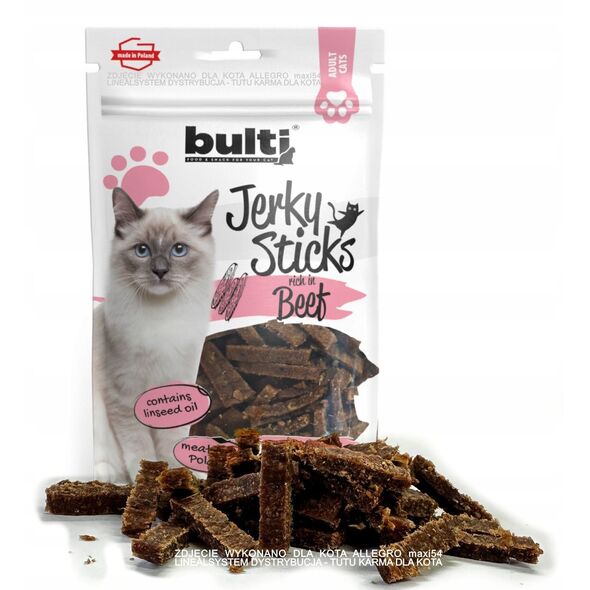 BULTI Jerky Sticks bogate w wołowinę przysmak dla kota 60g