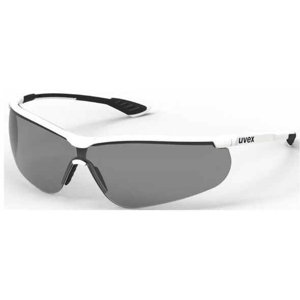 Γυαλιά προστασίας Uvex Sportstyle, γκρι φακός, επίστρωση supravision extreme (αντιθαμβωτική, ανθεκτική στις γρατσουνιές), λευκοί/μαύροι βραχίονες. Συσκευασμένο σε λιανικό χάρτινο κουτί 1 τεμάχιο