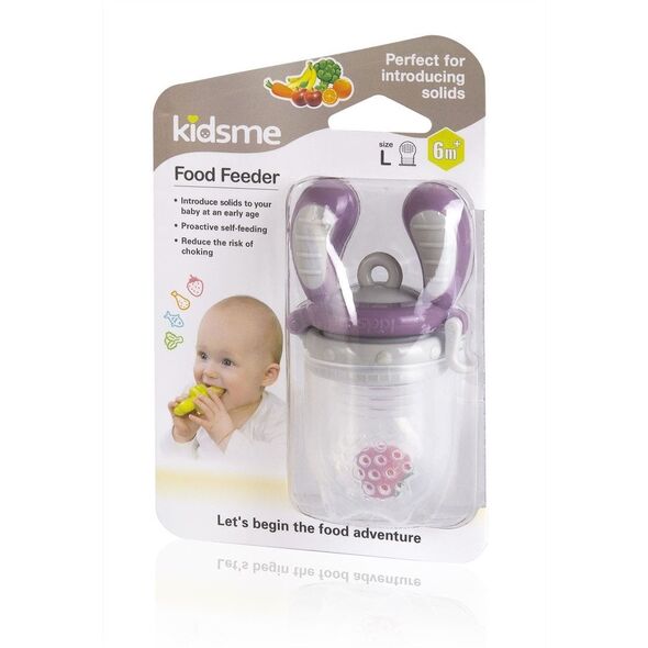 Νέο! Ειδική προσφορά! Kidsme Food Feeder συσκευή ταΐσματος για στερεές τροφές (μεγάλο) Δαμάσκηνο από 6 μηνών 160337PL