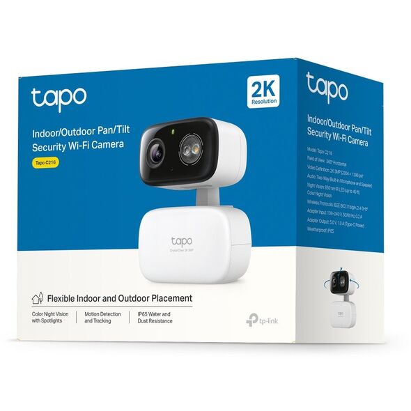 TP-Link Tapo C216 venkovní/outdoor kamera (3MP, 2K 1296p, IR 12m, WiFi, micro SD card)