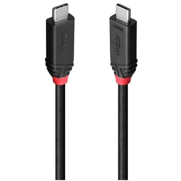 Kabelis Lindy 1m USB4 240W Type-C, 40 Gbps, juodas