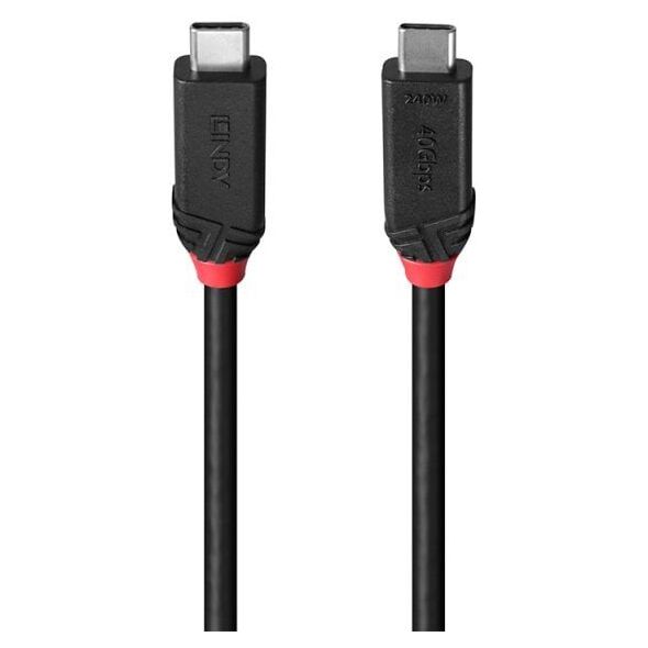 Kabelis Lindy 1m USB4 240W Type-C, 40 Gbps, juodas