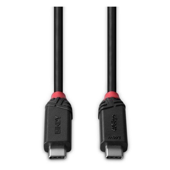 Kabelis Lindy 1m USB4 240W Type-C, 40 Gbps, juodas