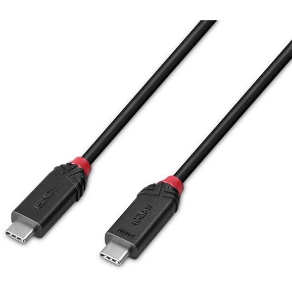 Kabelis Lindy 1m USB4 240W Type-C, 40 Gbps, juodas