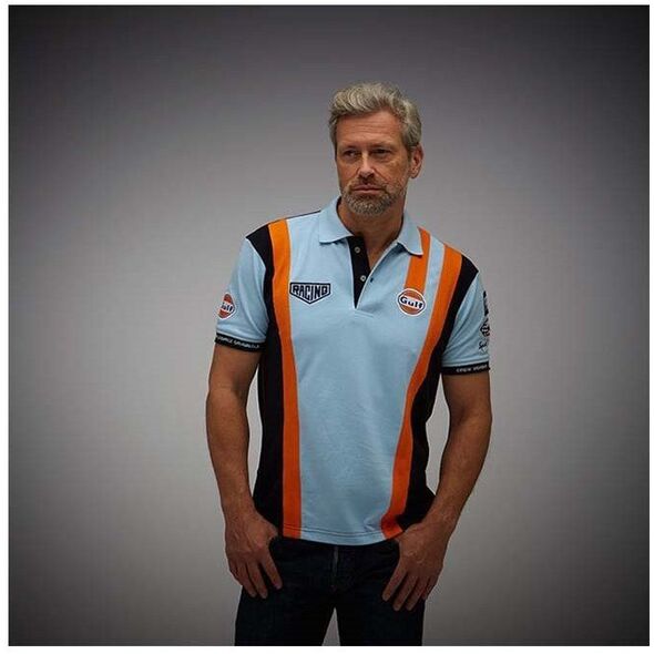 Gulf Racing Pro πόλο-μπλουζάκι. Ρετρό ανοιχτό μπλε XXL