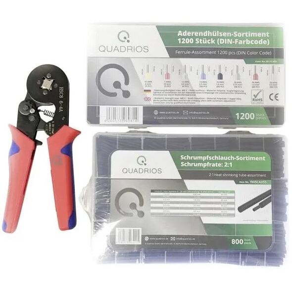 Quadrios 22T009 22T009 Σετ πρεσαριστών Crimpzangen-Set Ακροδέκτες 0.25 έως 10 mm² Συμπεριλαμβανομένου του σετ ακροδεκτών (22T009)