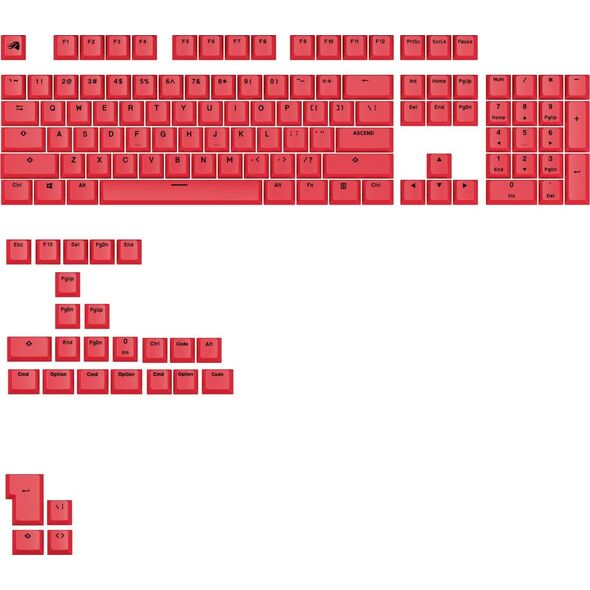 Glorious GPBT Basics Keycaps, ANSI Layout (US), PBT, Dye-Sub - Revive Red
