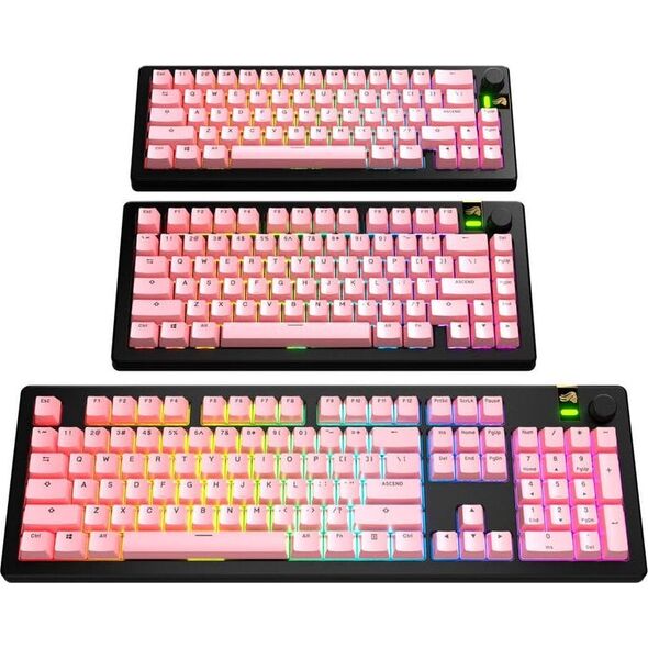 Glorious Glorious GPBT Basics Keycaps, ANSI Layout (US), PBT, Dye-Sub - Potion Pink