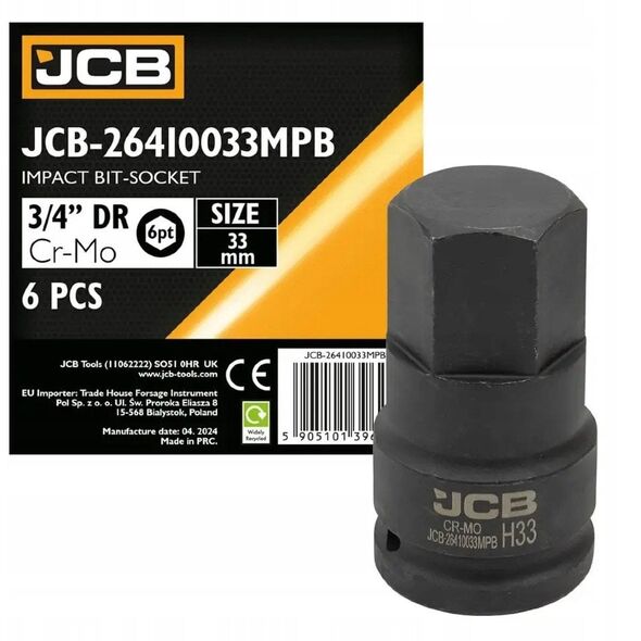 JCB Καρυδάκι-μπιτ κρουστικό 33mm 3/4" (6-γωνιακό)