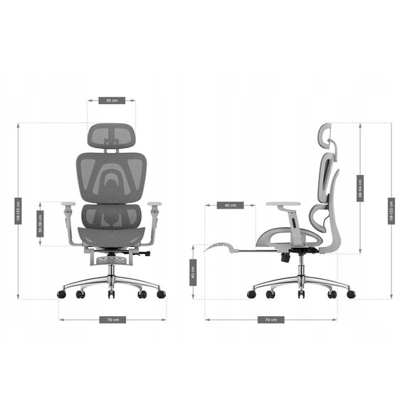 Fotel Ergonomiczny Biurowy Z Podnóżkiem Mark Adler Expert 7.9 Grey