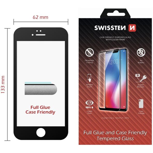 Swissten Full Face Tempered Glass Apple iPhone 6 / 6S Μαύρο